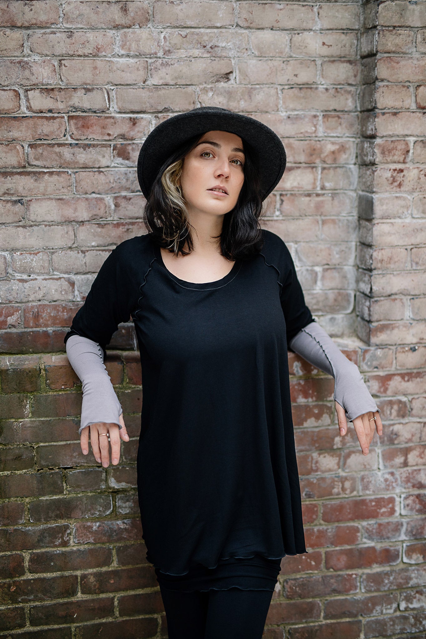 swing top in black with moon opera sleeves