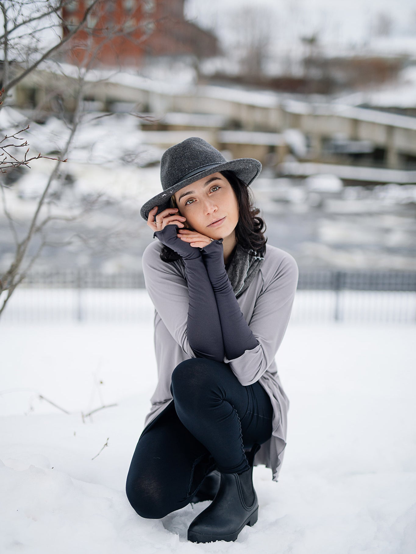 opera sleeves in carbon paired with black playsuit and swing top in moon