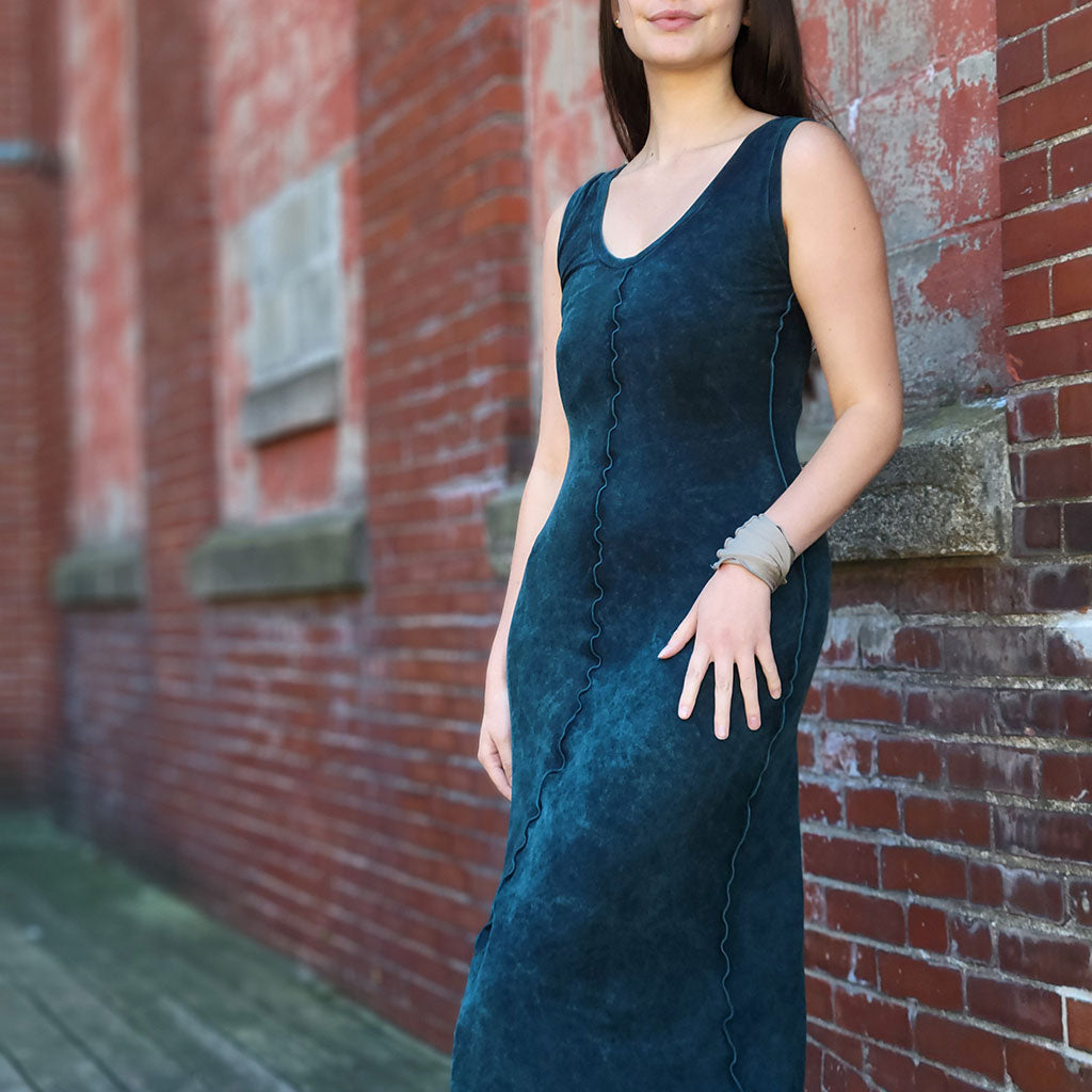 goddess dress in blue mineral