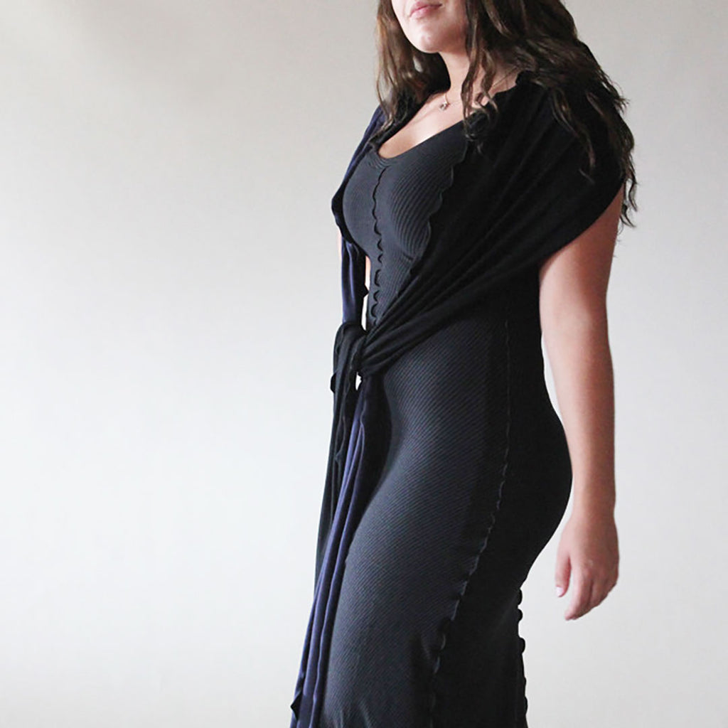 goddess dress in subtle black