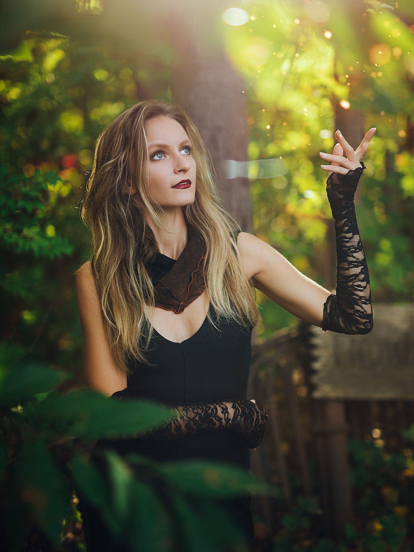 black lace opera sleeves