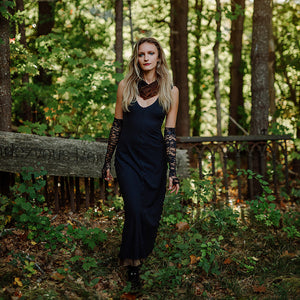 goddess dress in subtle black 