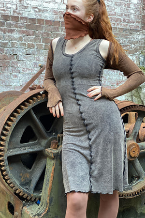 goddess dress in mineral with spice mineral shrug