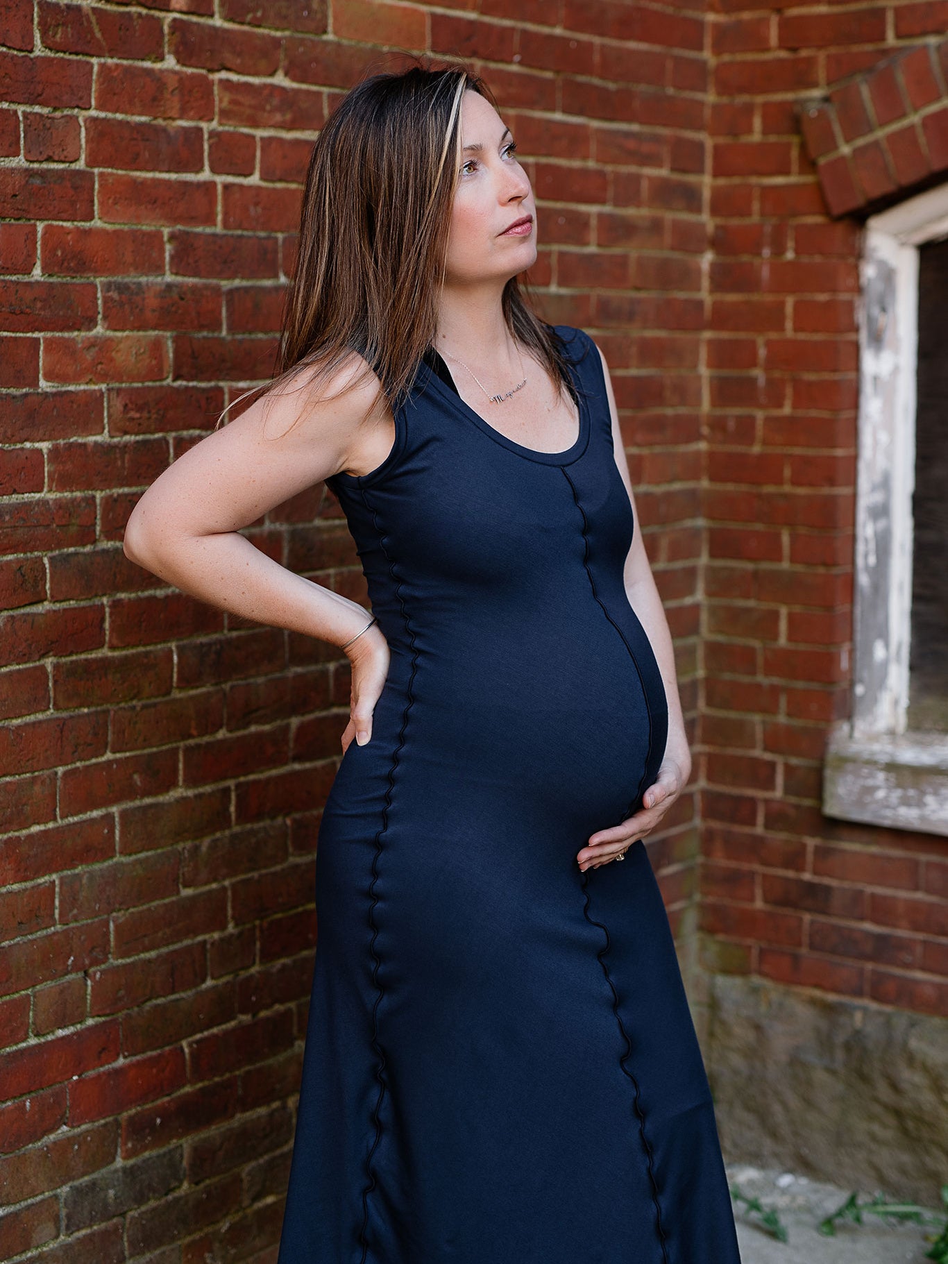 goddess dress in navy