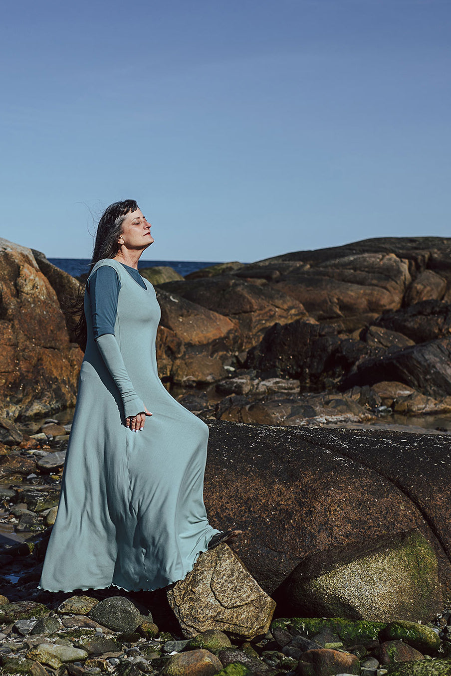 glow gown in glass paired with ocean tide + glass opera