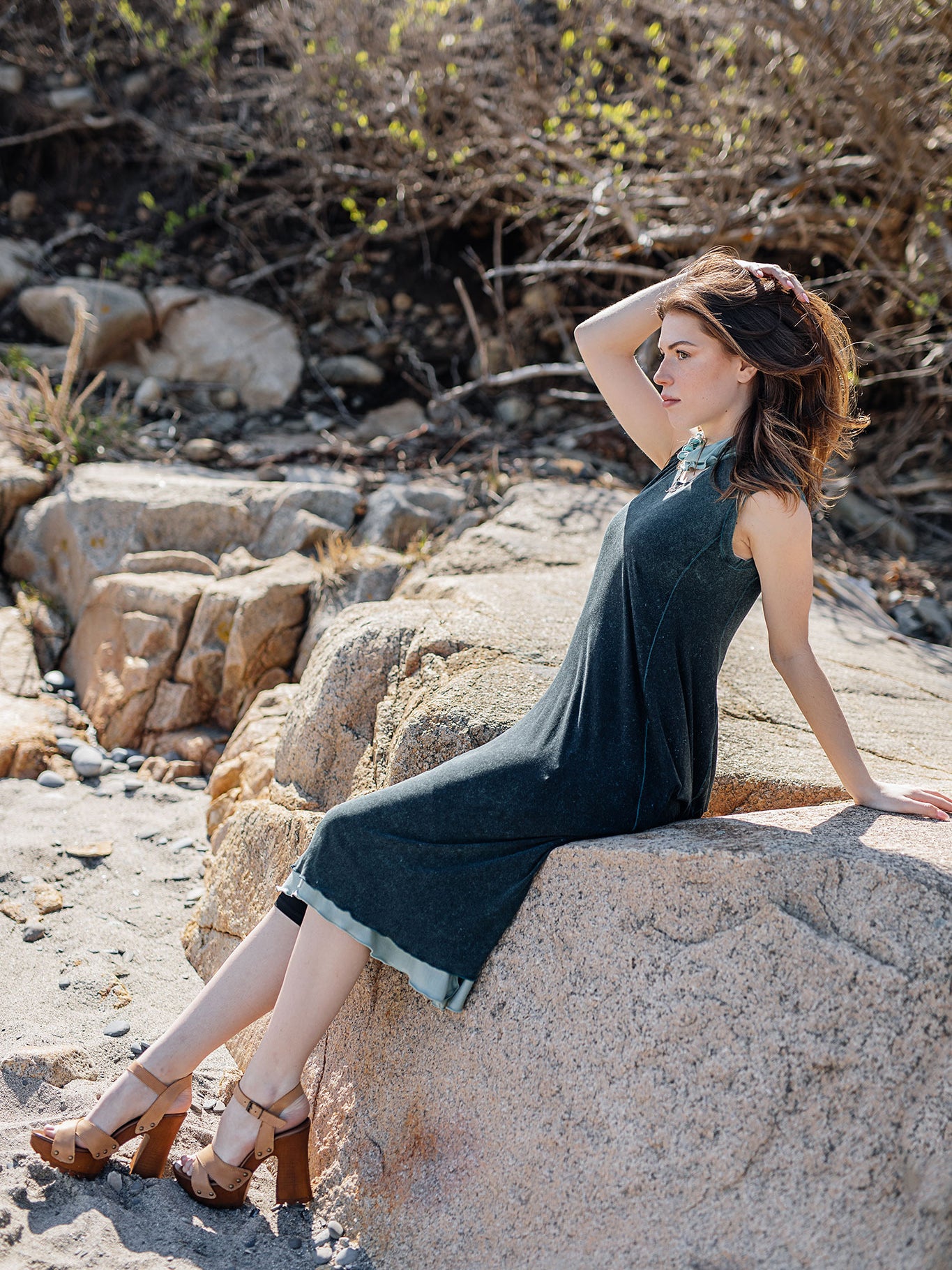 glow dress in blue mineral layered over glass flirt as a skirt