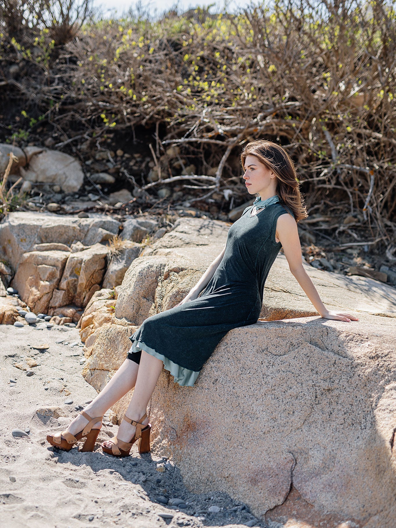 glow dress in blue mineral layered over glass flirt as a skirt