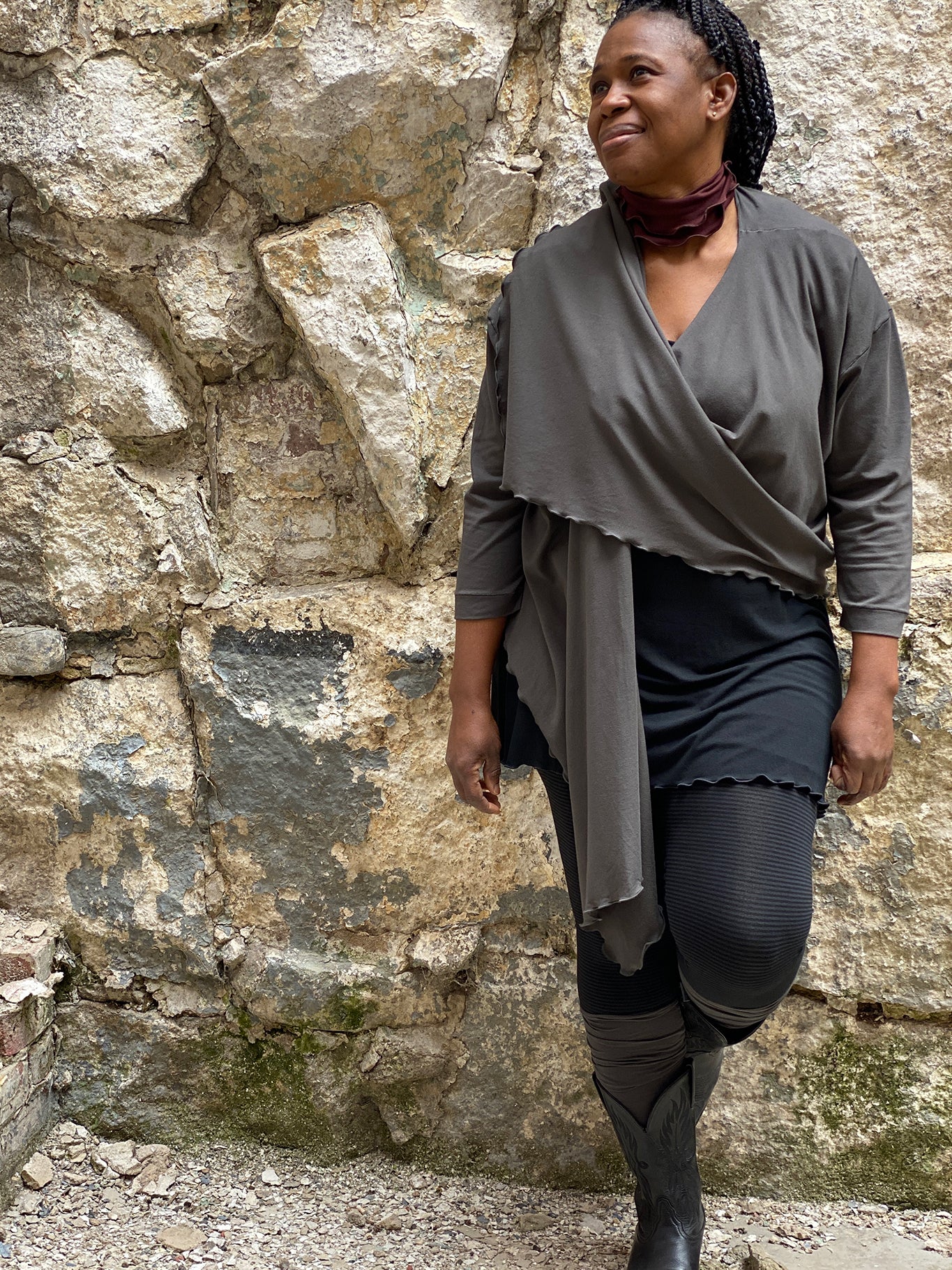 prima jacket in ore + shift tank in black + playsuit subtle black