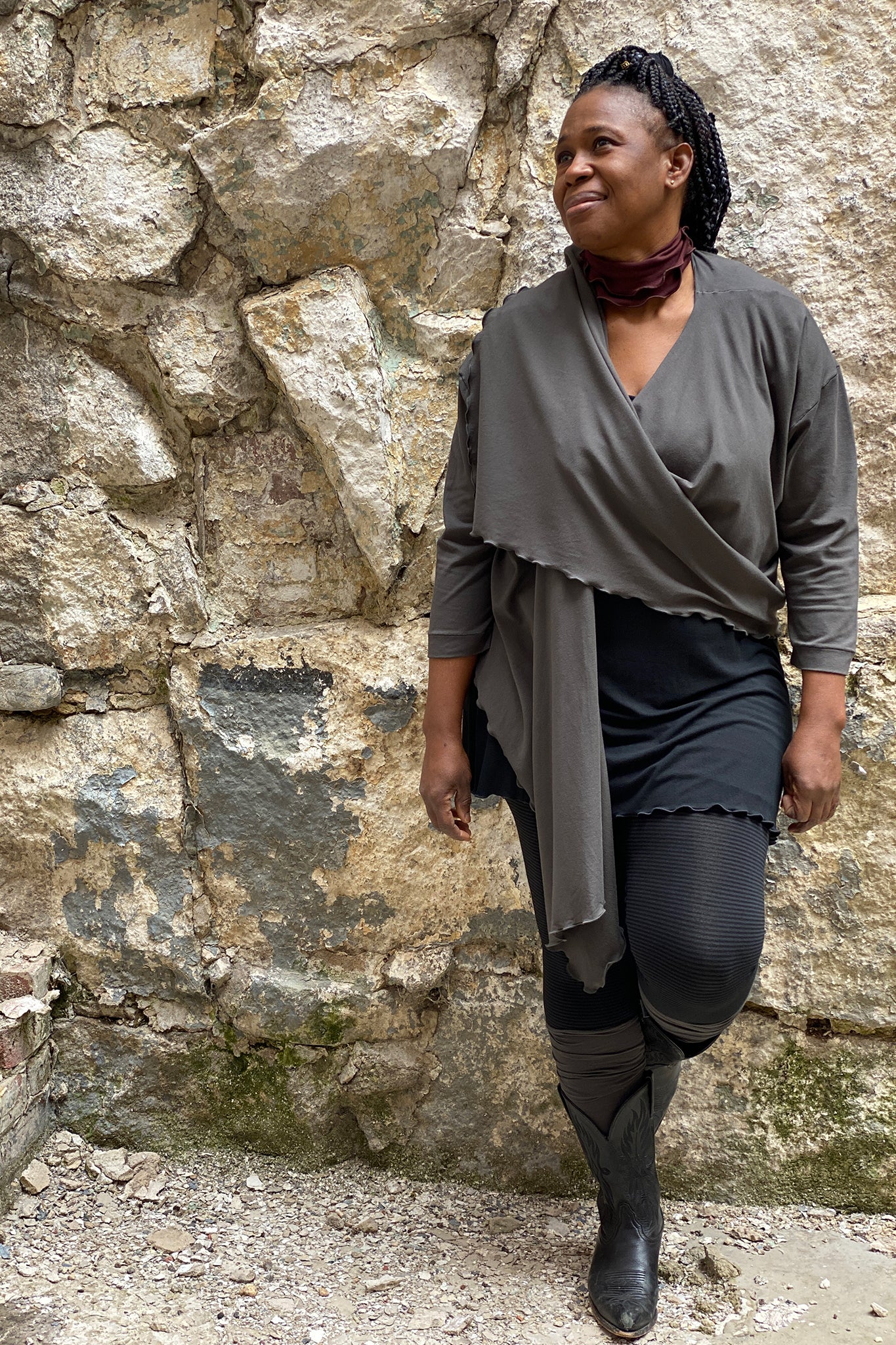 prima jacket in ore + shift tank in black + playsuit subtle black