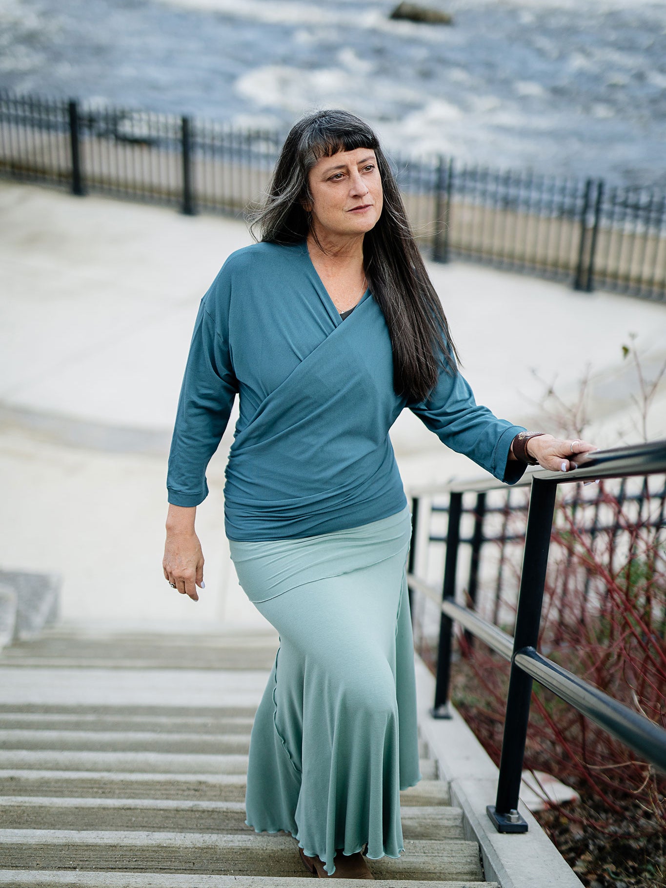 prima wrap jacket in ocean over lady flirt in glass as a skirt