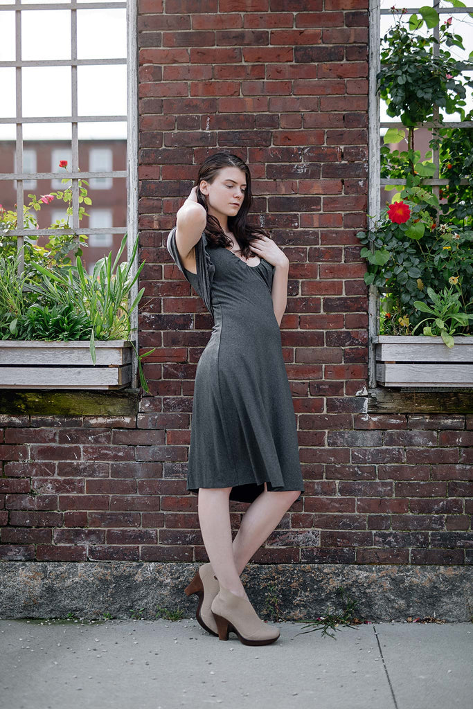 reversible pushup dress in charcoal