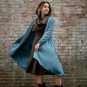 garden coat in ocean over reversible pushup dress