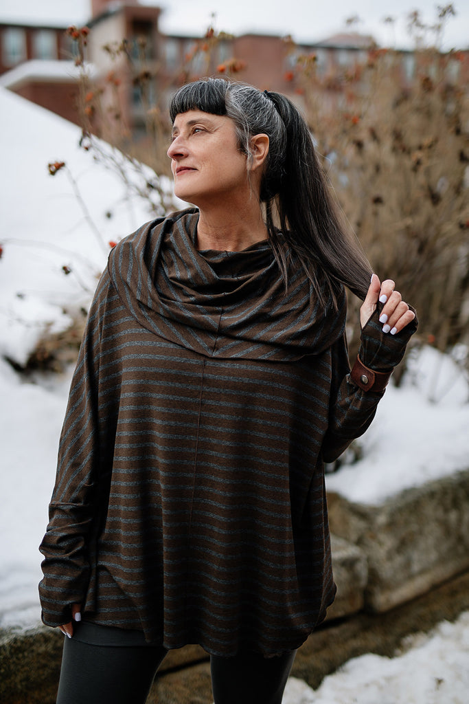 mountain cowl neck tunic in woodland