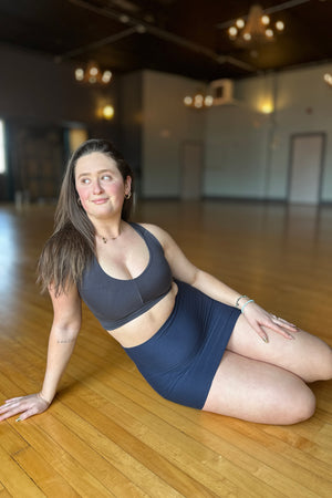 suger® pinup shaper in navy paired with carbon balance bra