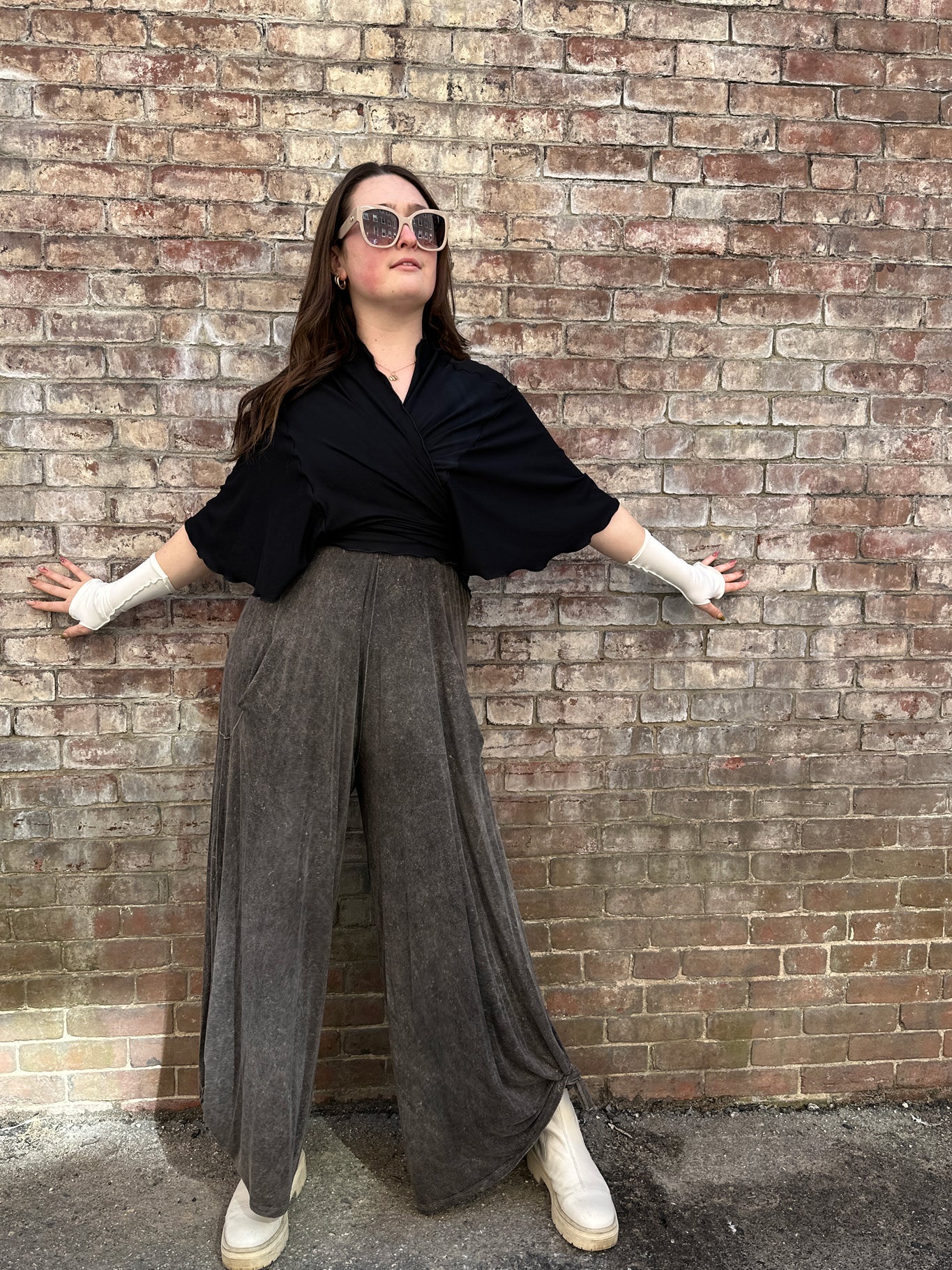 angelrox® flutter summer jacket in black styled over mineral farmer jumpsuit