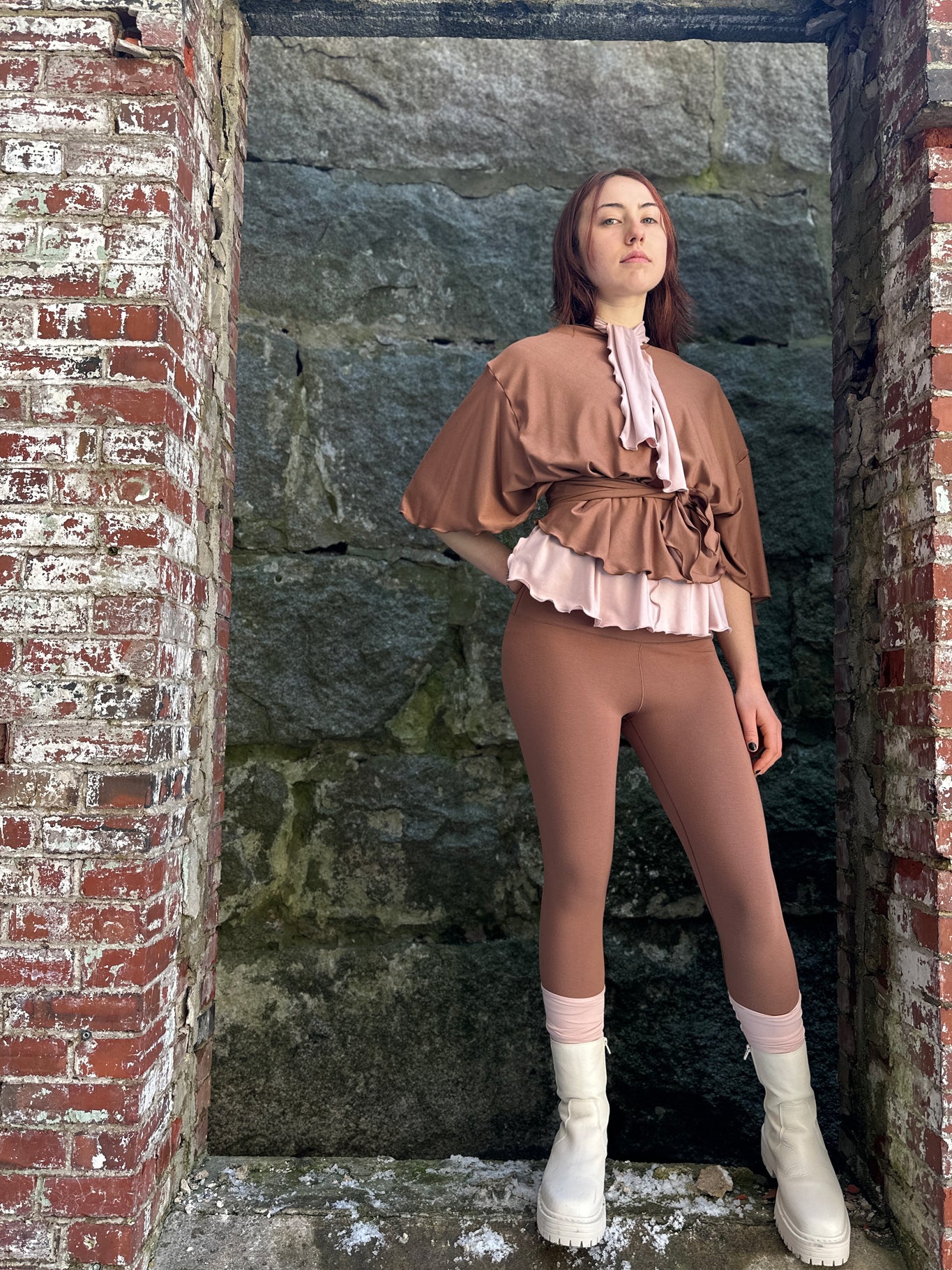 flutter summer jacket in cedar styled over ballet honey tank