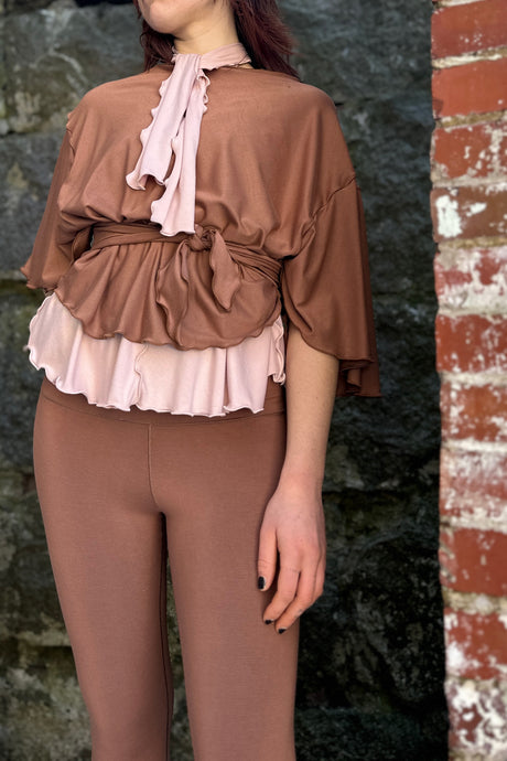 flutter jacket in cedar styled over ballet honey tank 