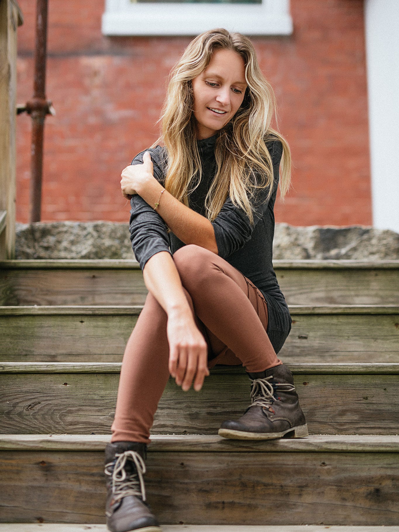 scuba hooded ski tunic in charcoal with cedar playsuit legging