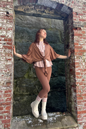 flutter summer jacket in cedar styled over ballet honey tank
