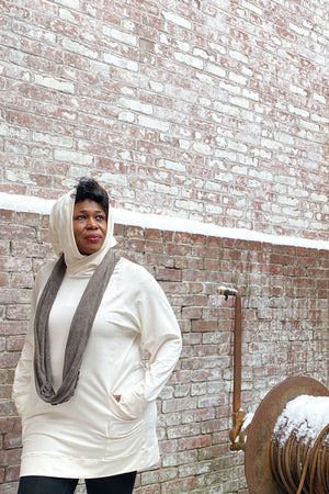 maeve hooded pullover in milk with mineral loop
