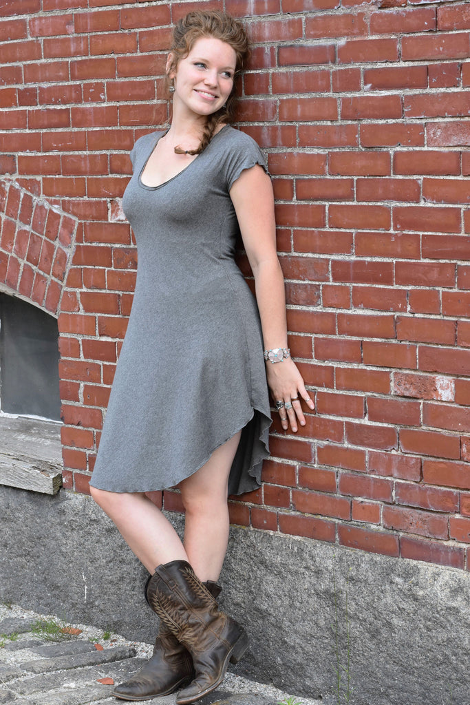southern belle tunic dress in charcoal