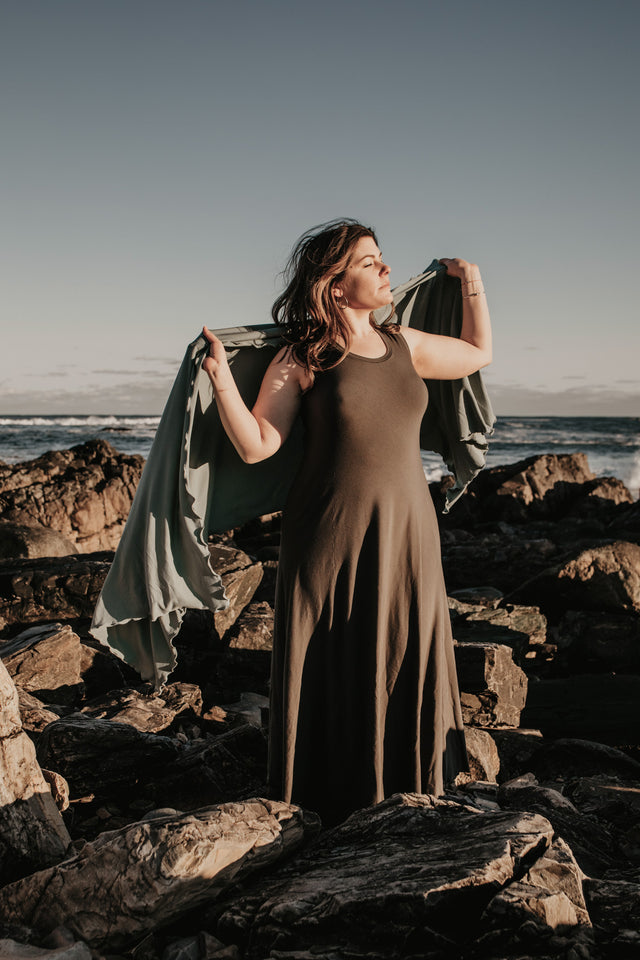 glow gown on the beach