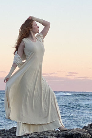 glow gown in vanilla + lady flirt as an extra skirt layer