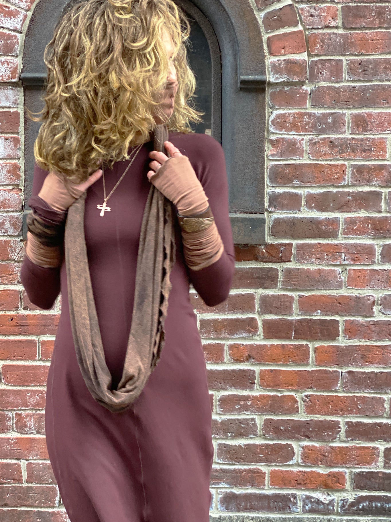 noble dress + opera sleeves paired with a mineral loop