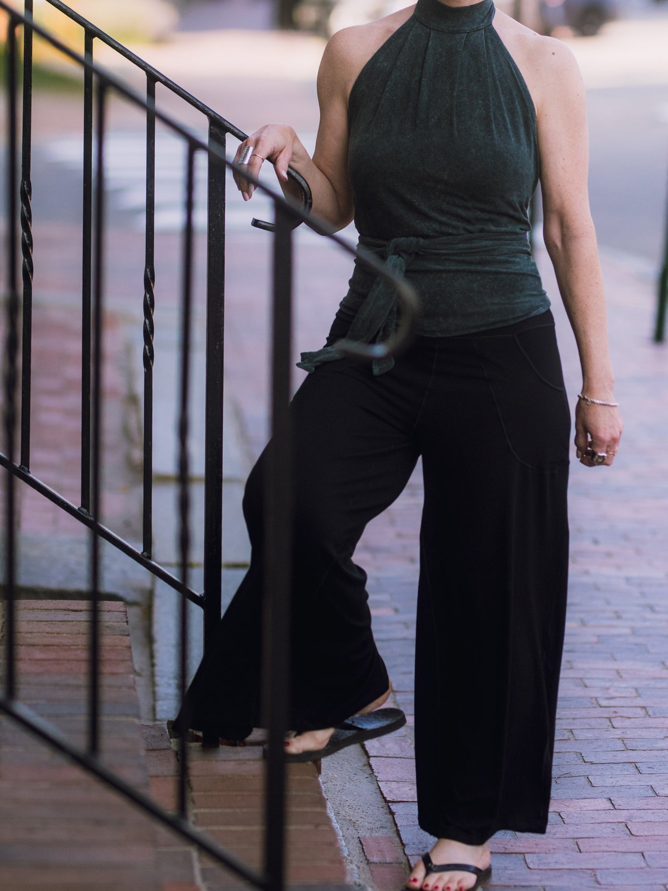 harlow elegant convertible wide leg pant in black