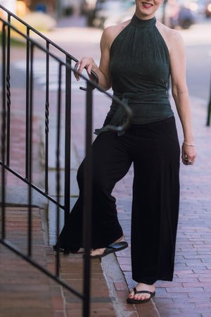 harlow elegant convertible wide leg pant in black