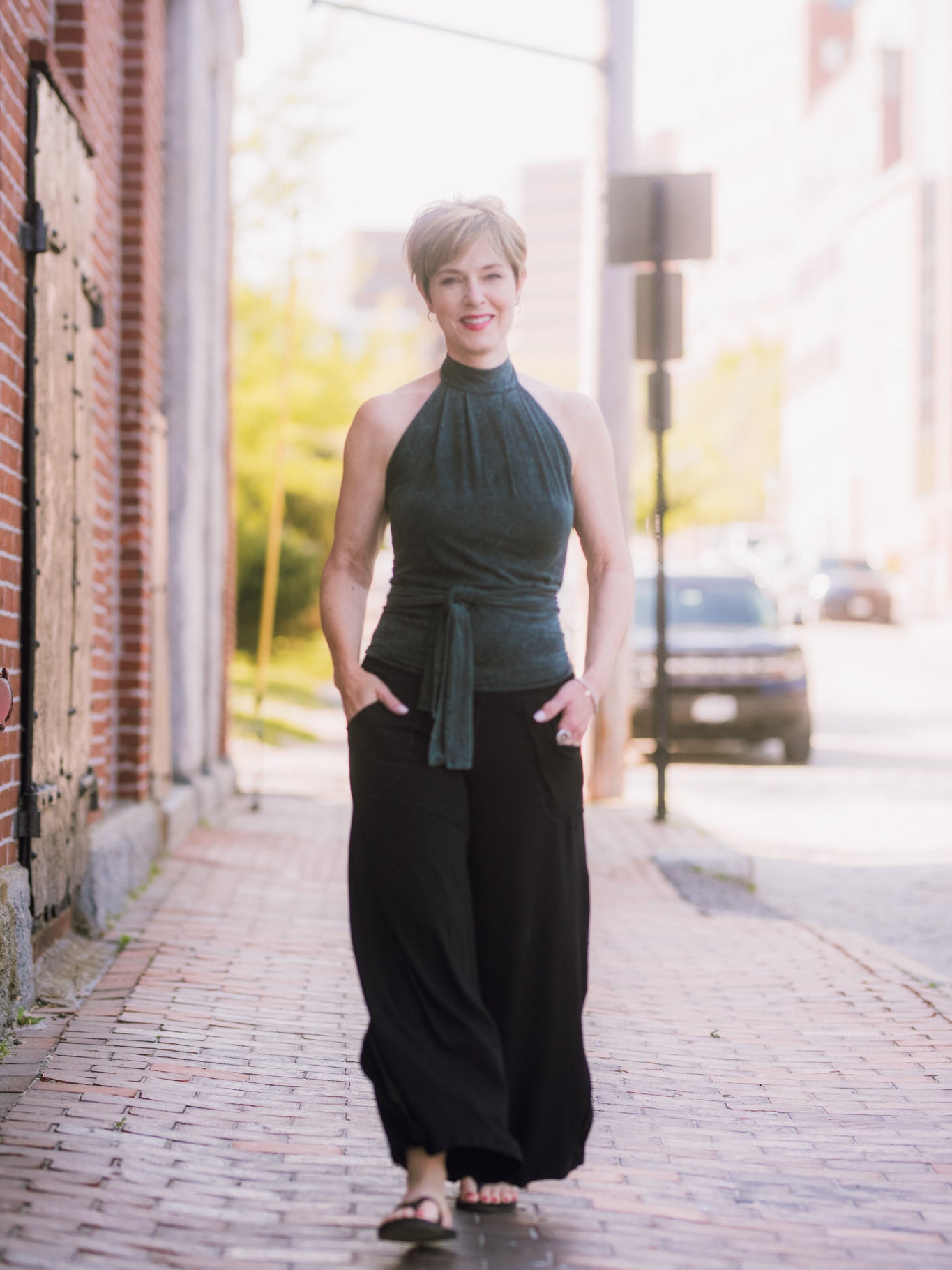 harlow elegant convertible wide leg pant in black