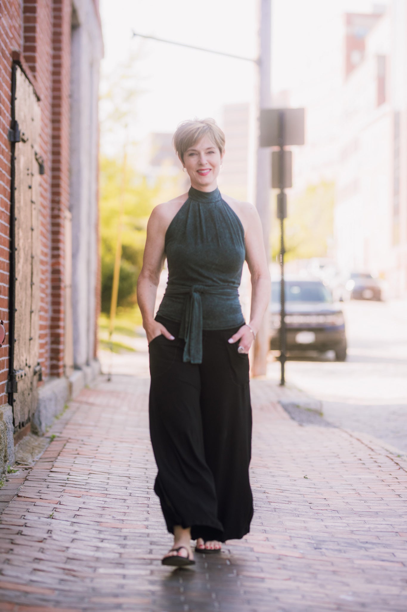 harlow elegant convertible wide leg pant in black