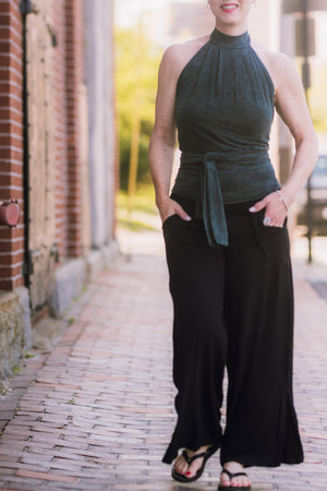 harlow elegant convertible wide leg pant in black