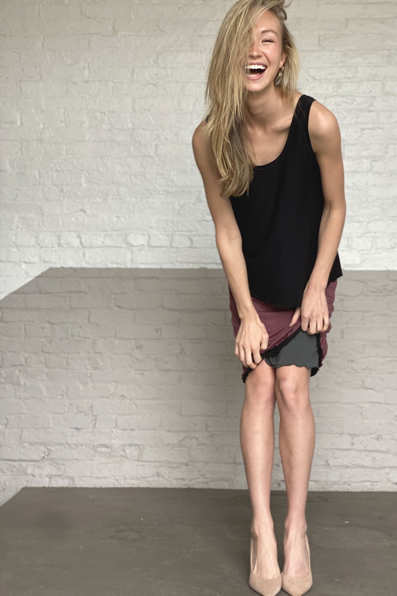 tulip tissue tank in black