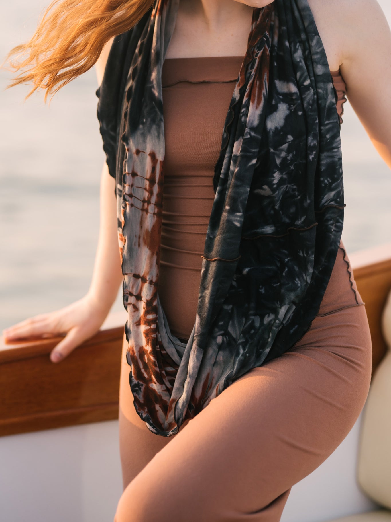 swirlsuit wide leg jumpsuit in cedar