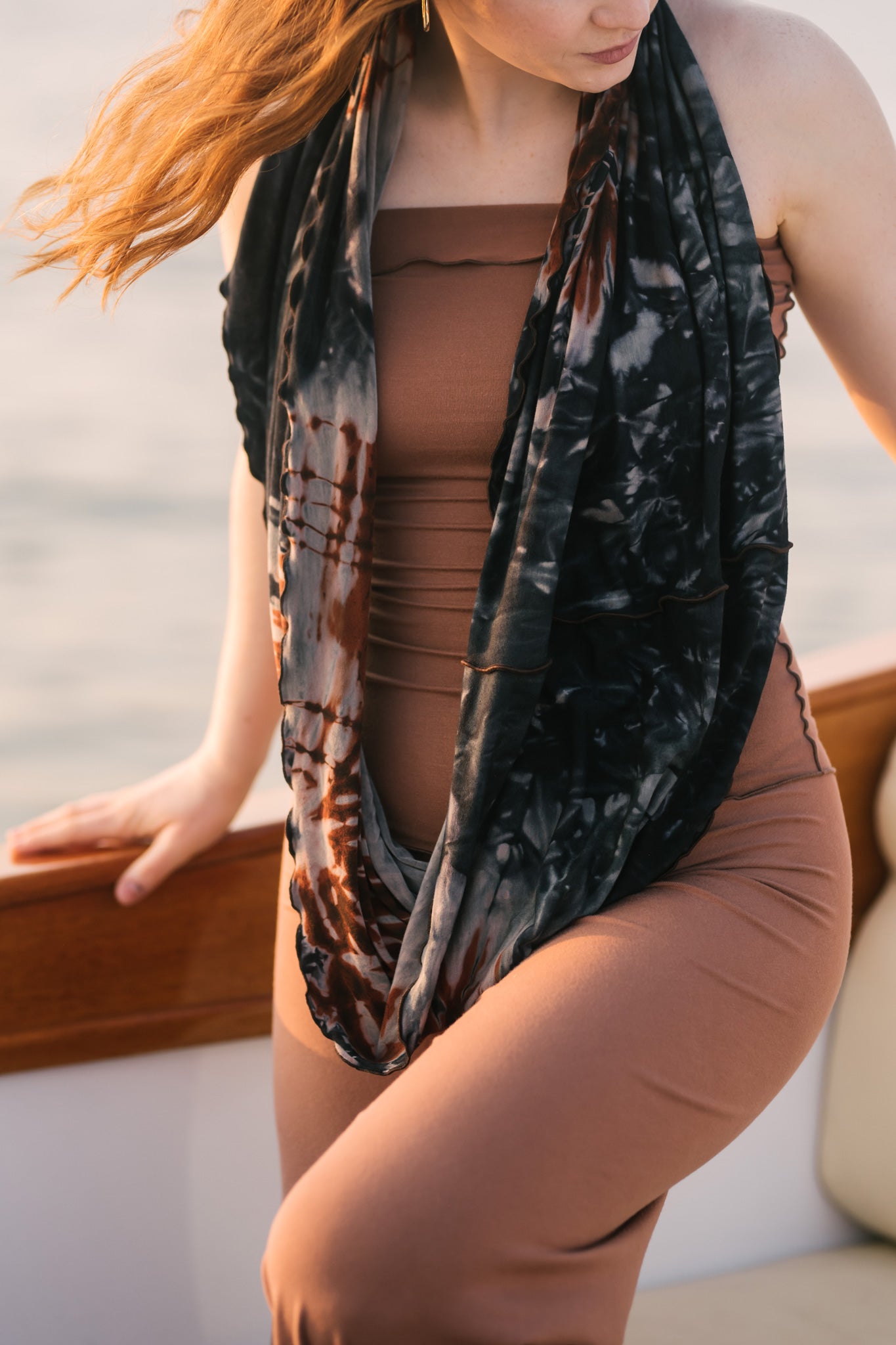 swirlsuit wide leg jumpsuit in cedar