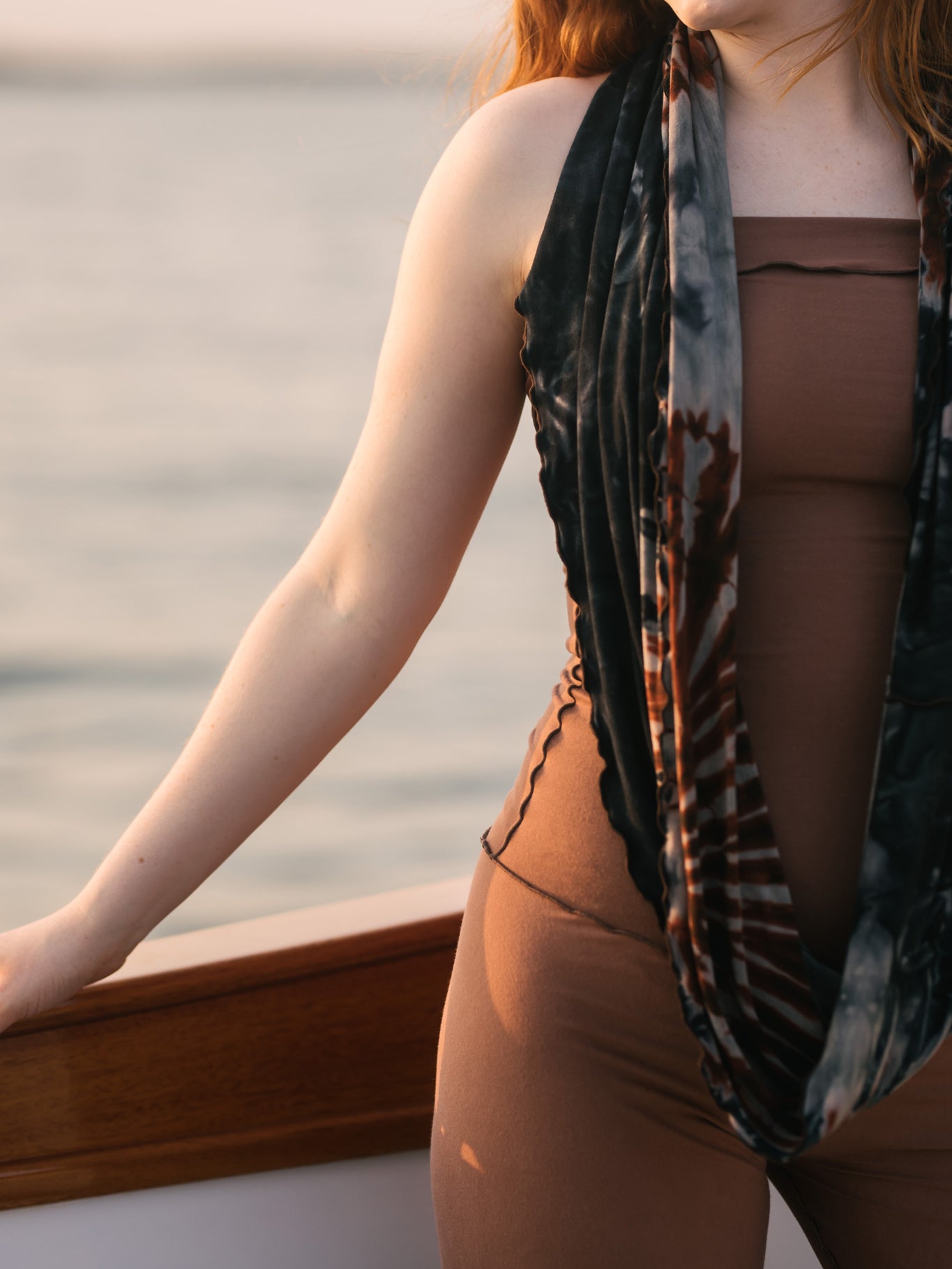 swirlsuit wide leg jumpsuit in cedar