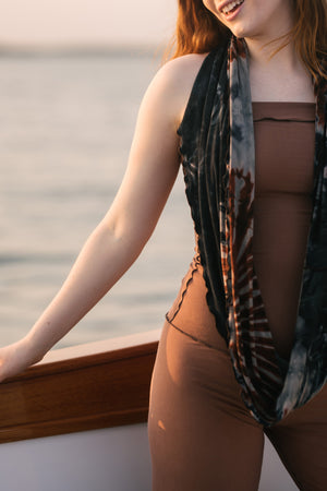 swirlsuit wide leg jumpsuit in cedar