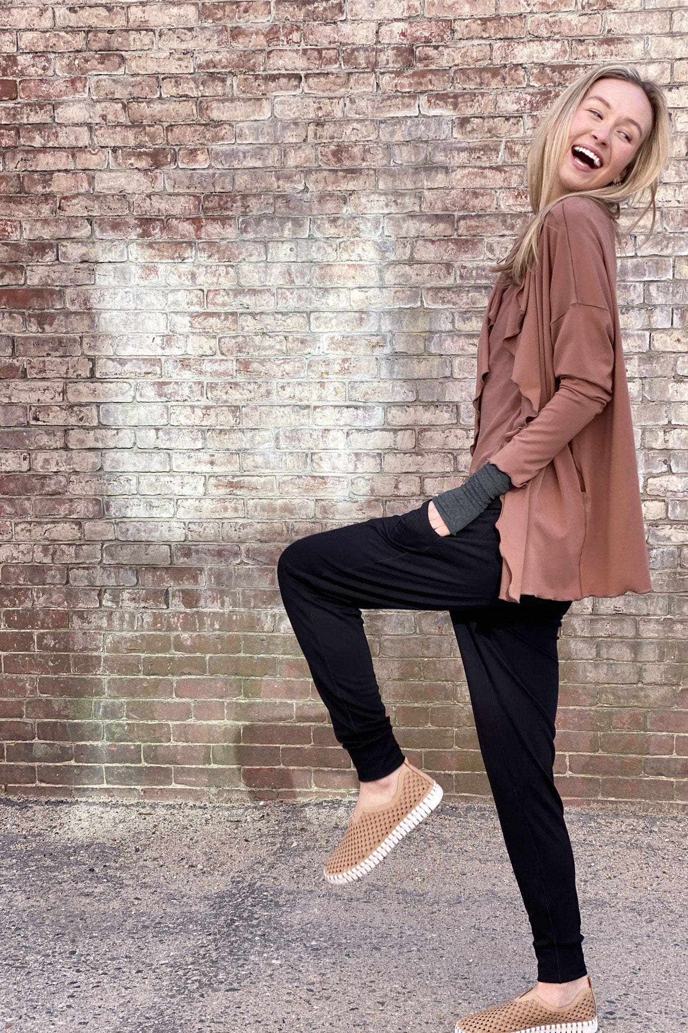 suger black terry jogger + cedar river jacket