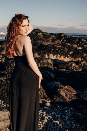 harmony vneck halter dress in black