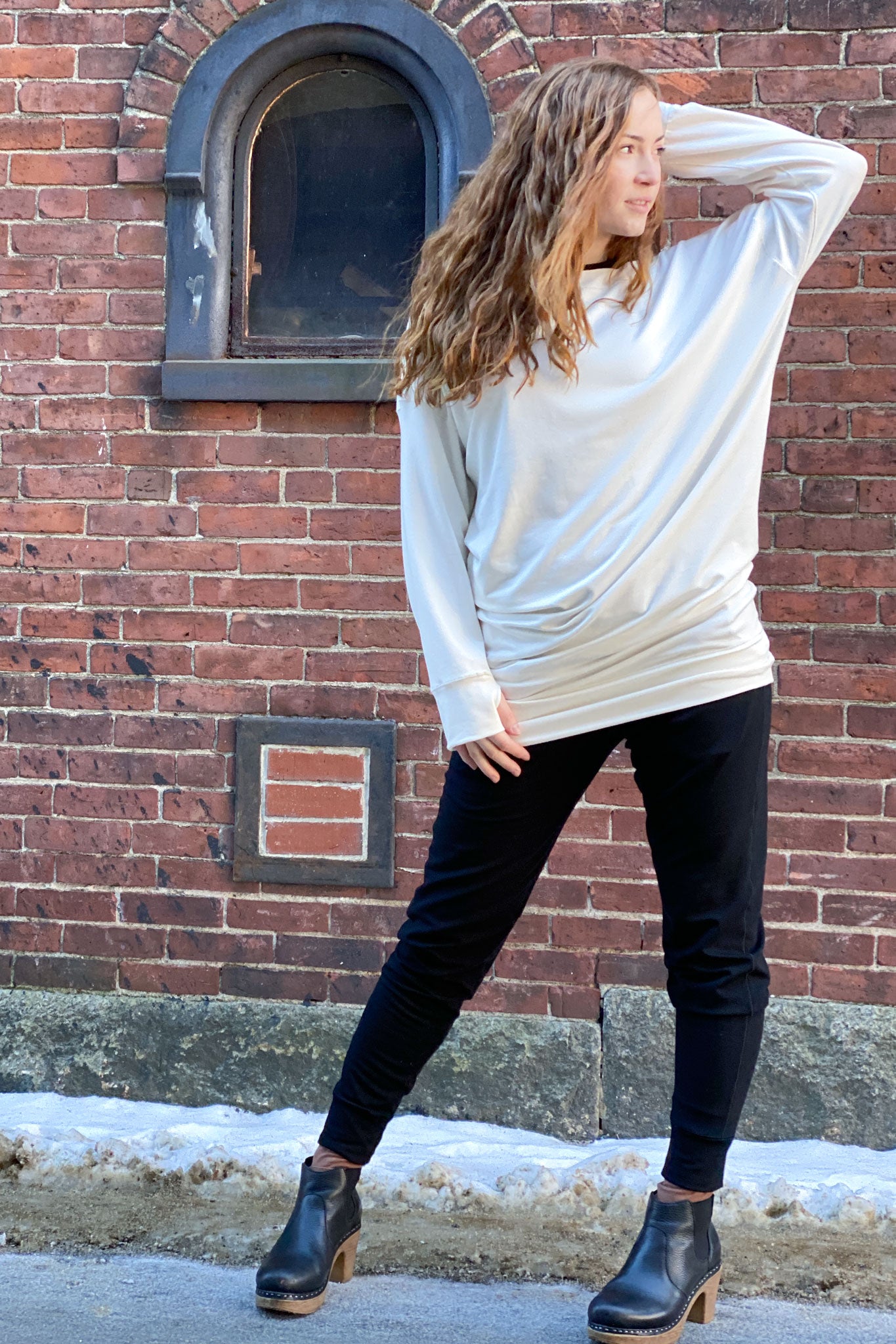 black terry jogger + milk terry welder