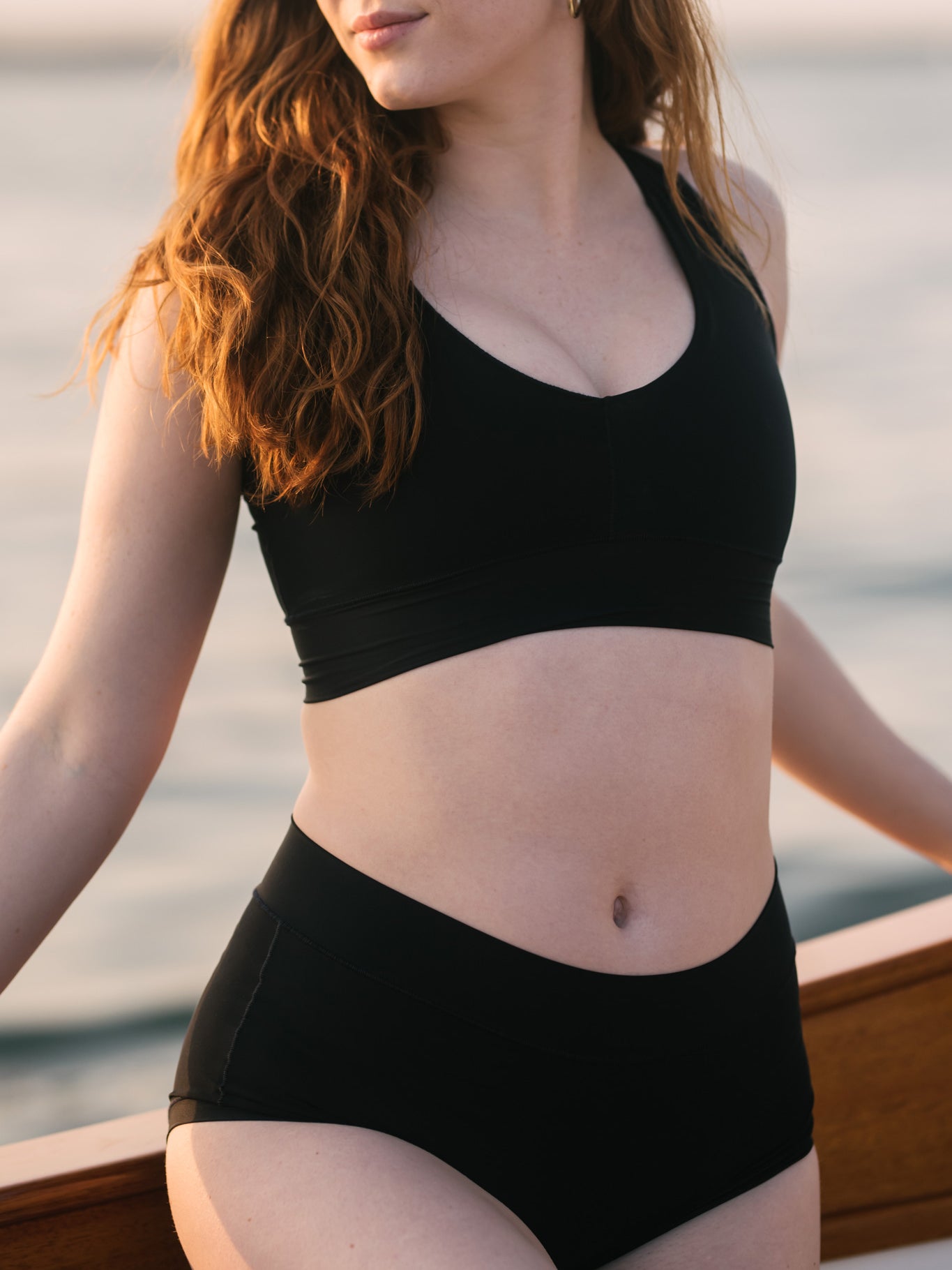 suger brief in black paired with balance bra in black