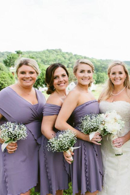 the wrap styled different ways as bridesmaid dresses