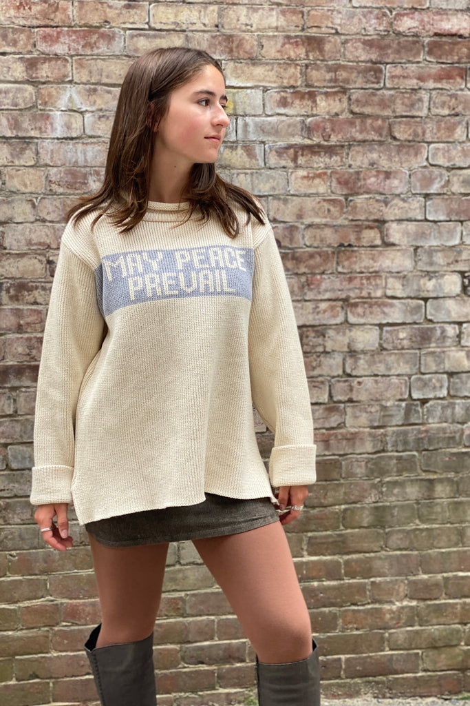 may peace prevail cotton sweater