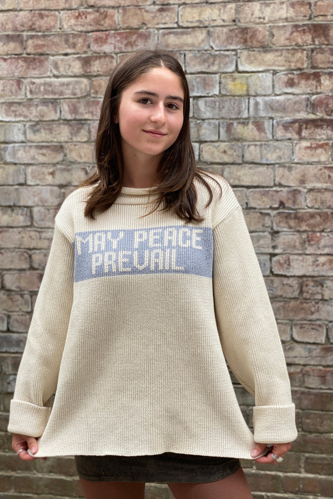 may peace prevail cotton sweater