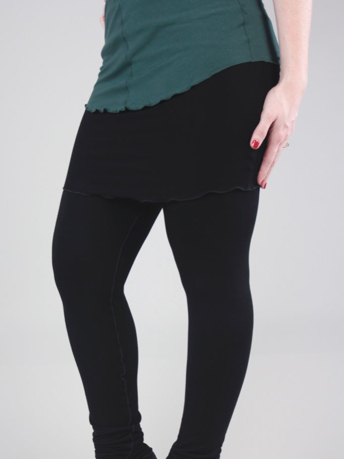 black playsuit as a skirt and legging piece