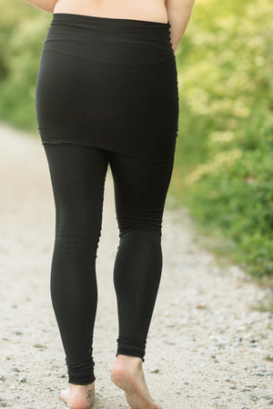 black playsuit as a skirt and legging piece