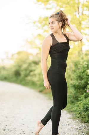black playsuit as a full body suit