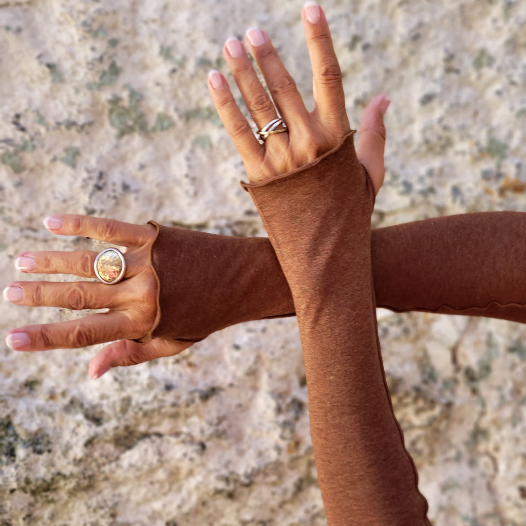 angelrox® opera sleeves fingerless gloves in almond