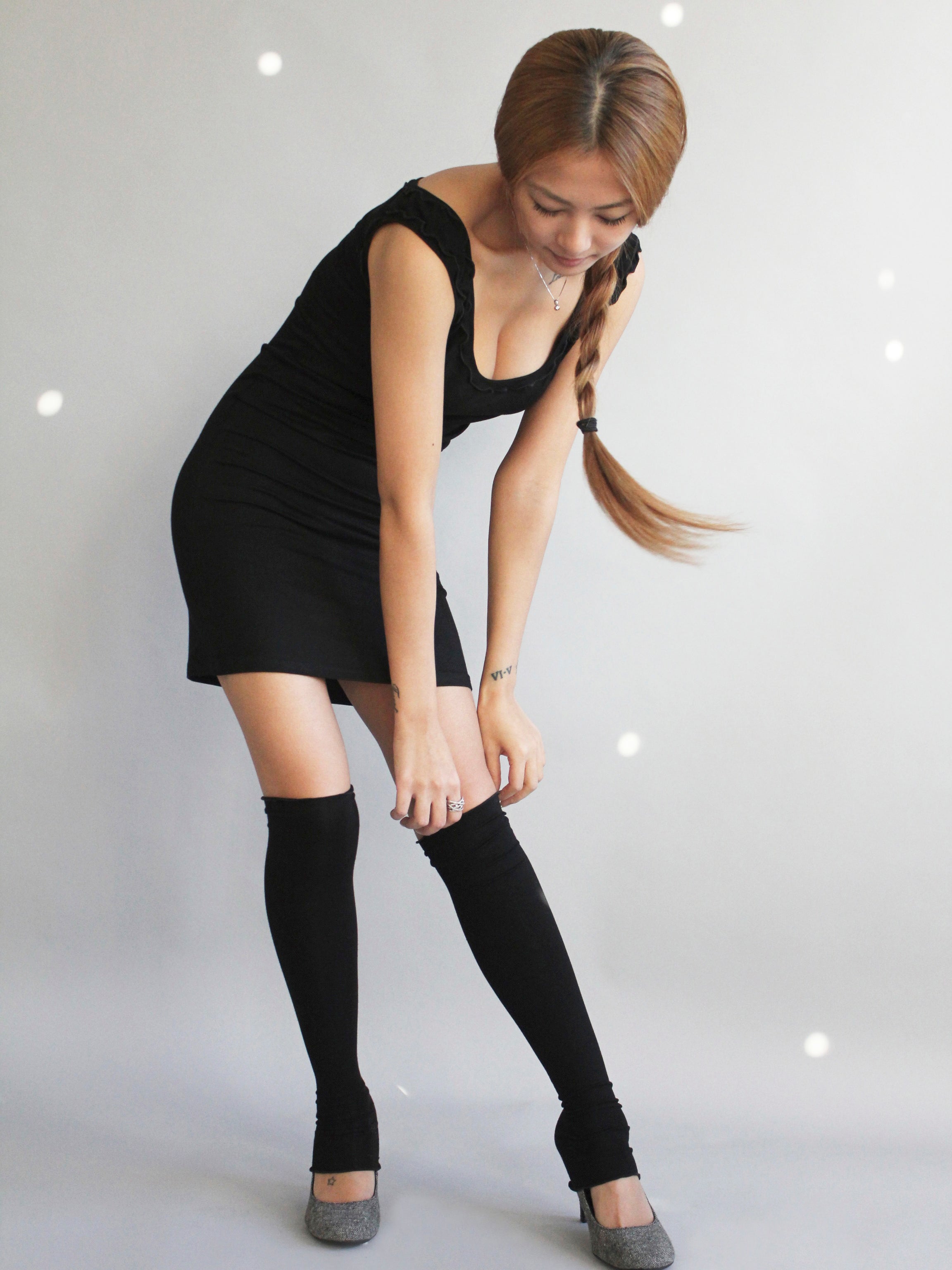 black stockings- high + low